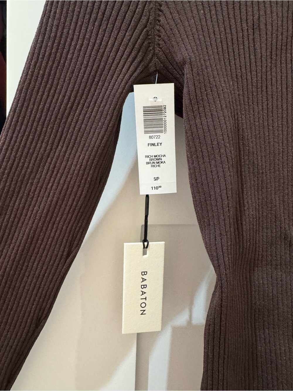Babaton Chocolate Brown Ribbed Button-Down Knit Top - Picture 2 of 4